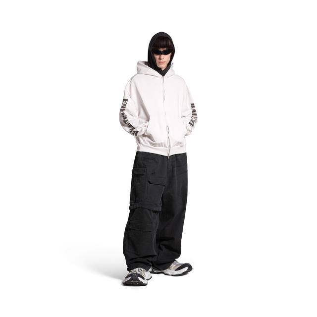 Stencil Type Zip-up Hoodie Regular Fit in Off White/black Product Image