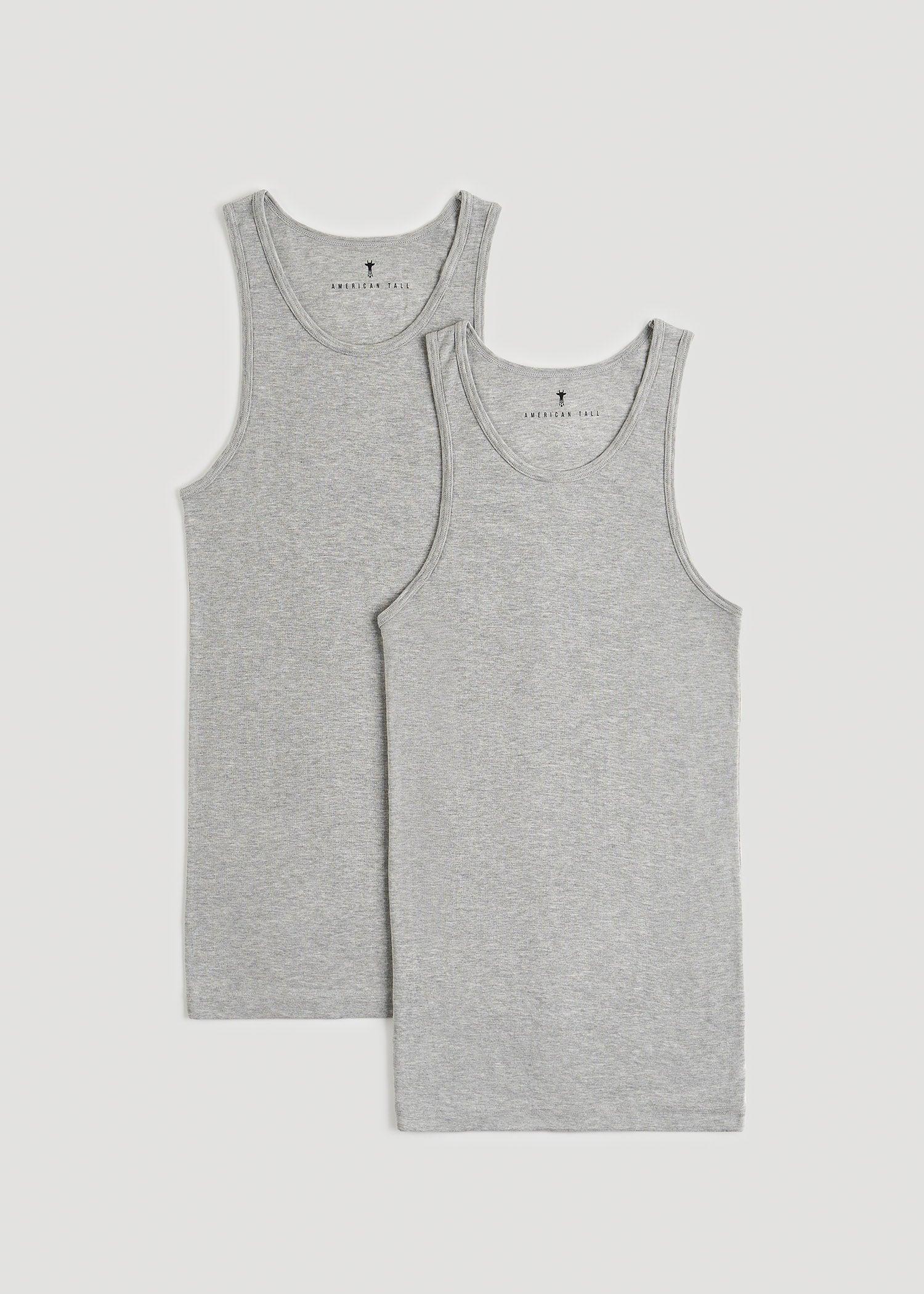 Men's Tall Ribbed Undershirt Tank Top in Grey Mix (2-Pack) Male Product Image