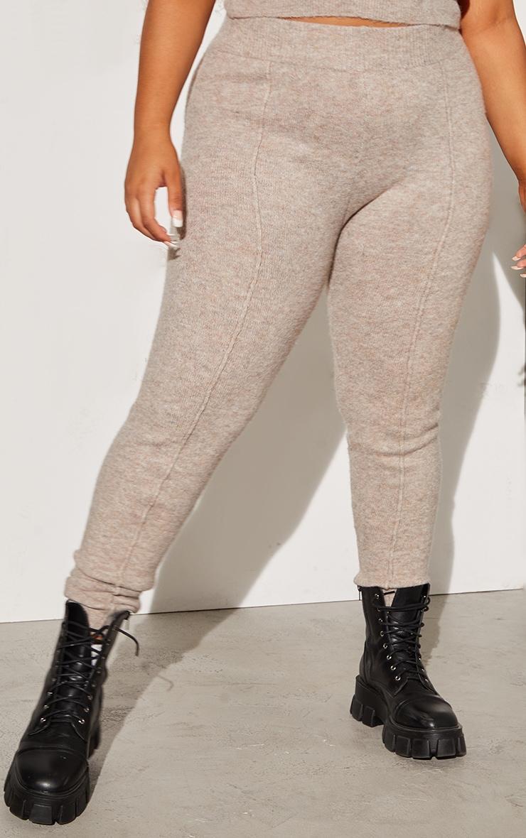 Plus Oatmeal Knitted High Waisted Leggings Product Image