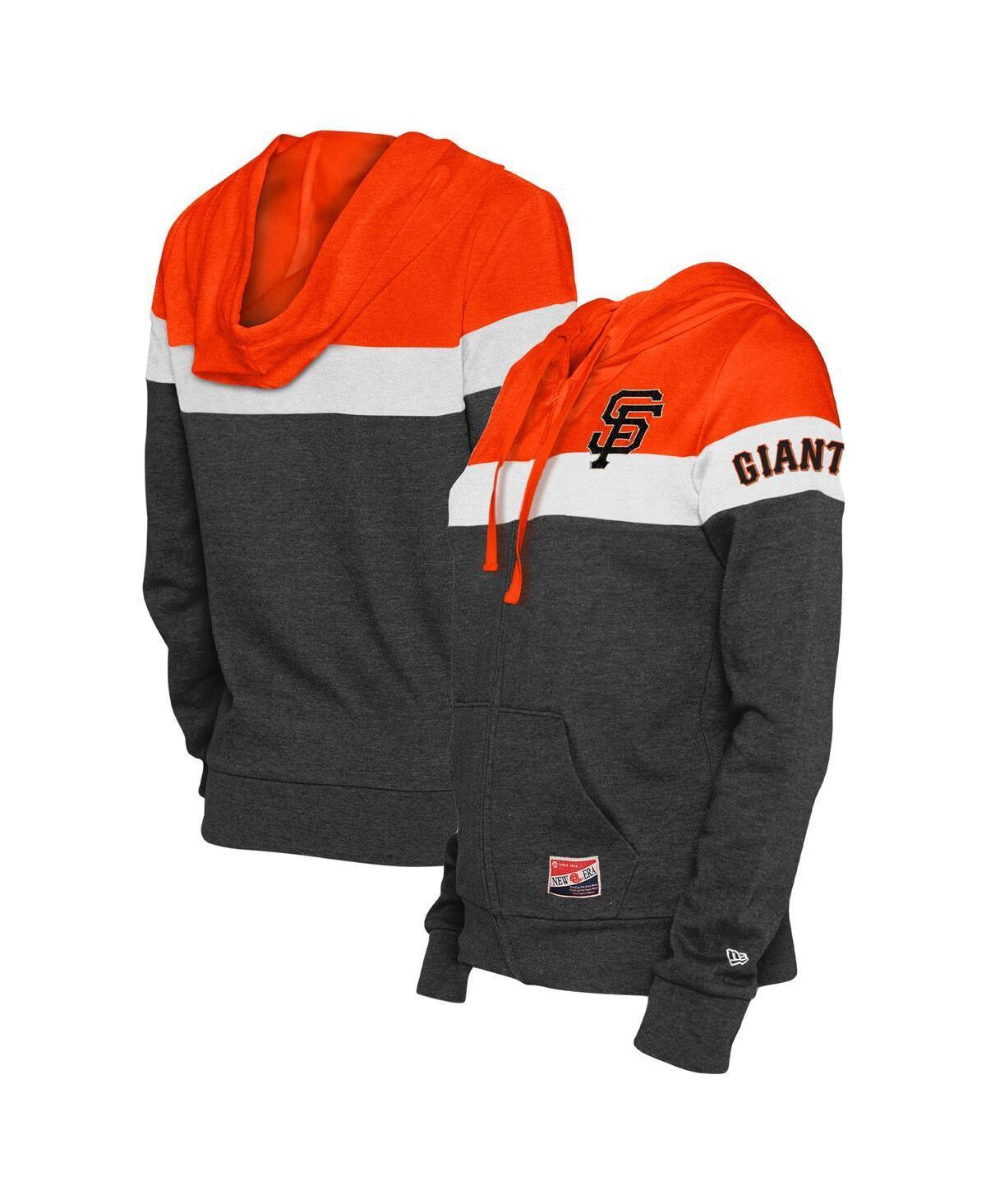 Womens New Era Heather Black San Francisco Giants Colorblock Full-Zip Hoodie Jacket Product Image