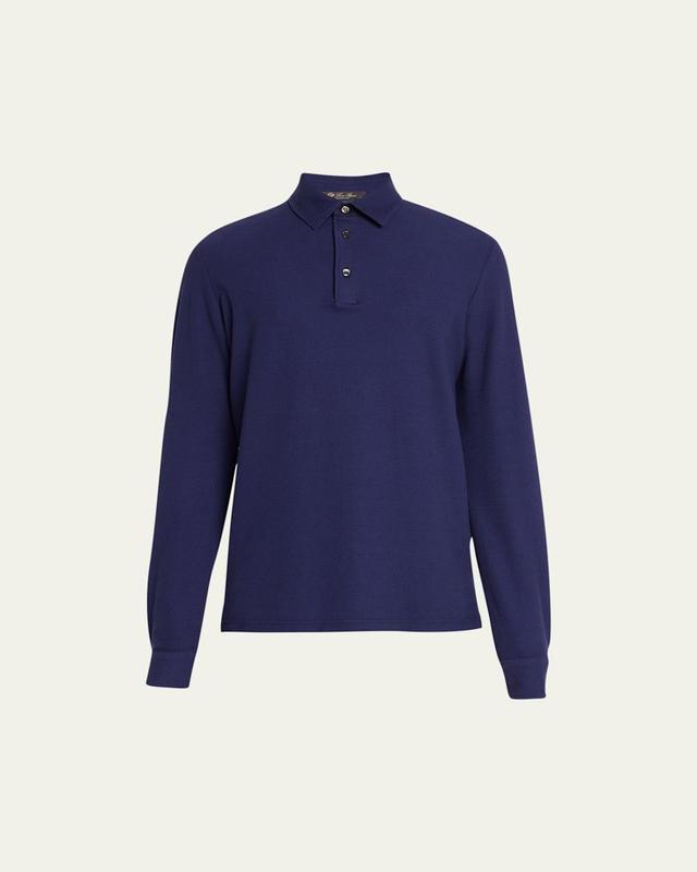 Mens Long-Sleeve Pique Polo Shirt Product Image