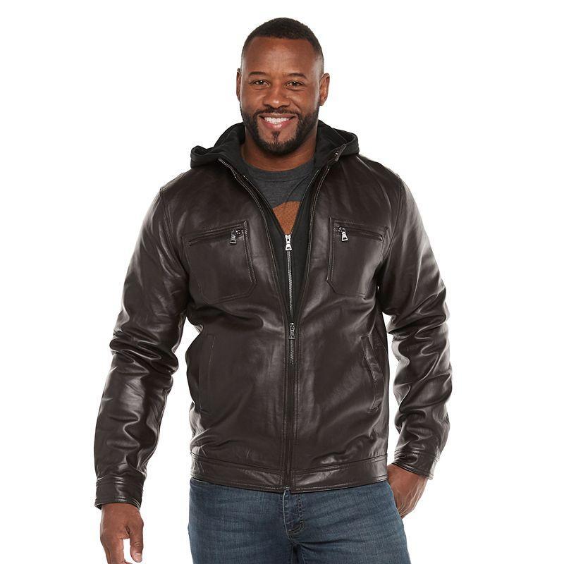 Big & Tall Vintage Leather Leather Racer Jacket, Mens Product Image