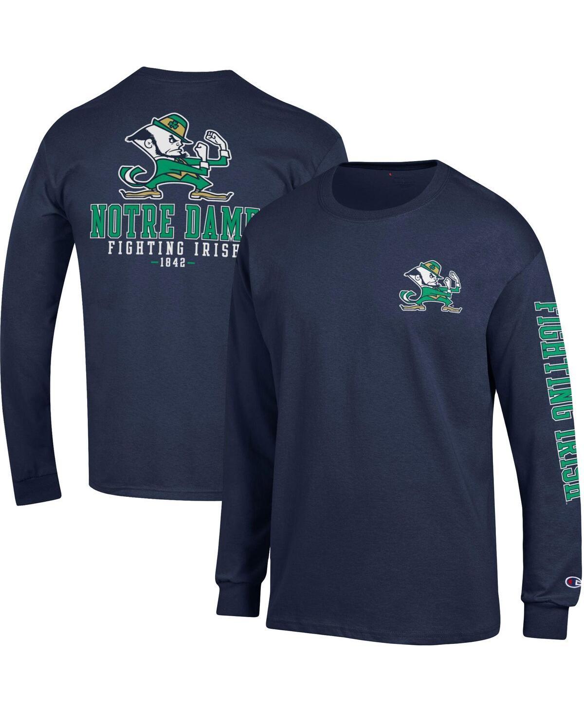 Mens Champion Navy Notre Dame Fighting Irish Team Stack 3-Hit Long Sleeve T-shirt Product Image