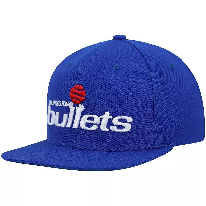 Mens Mitchell & Ness Blue Washington Bullets Hardwood Classics Team Ground 2.0 Snapback Hat Product Image