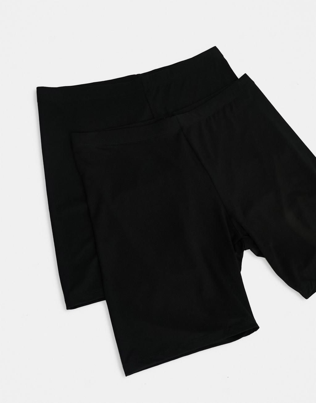 ASOS DESIGN Curve 2 pack basic legging shorts in black  Product Image