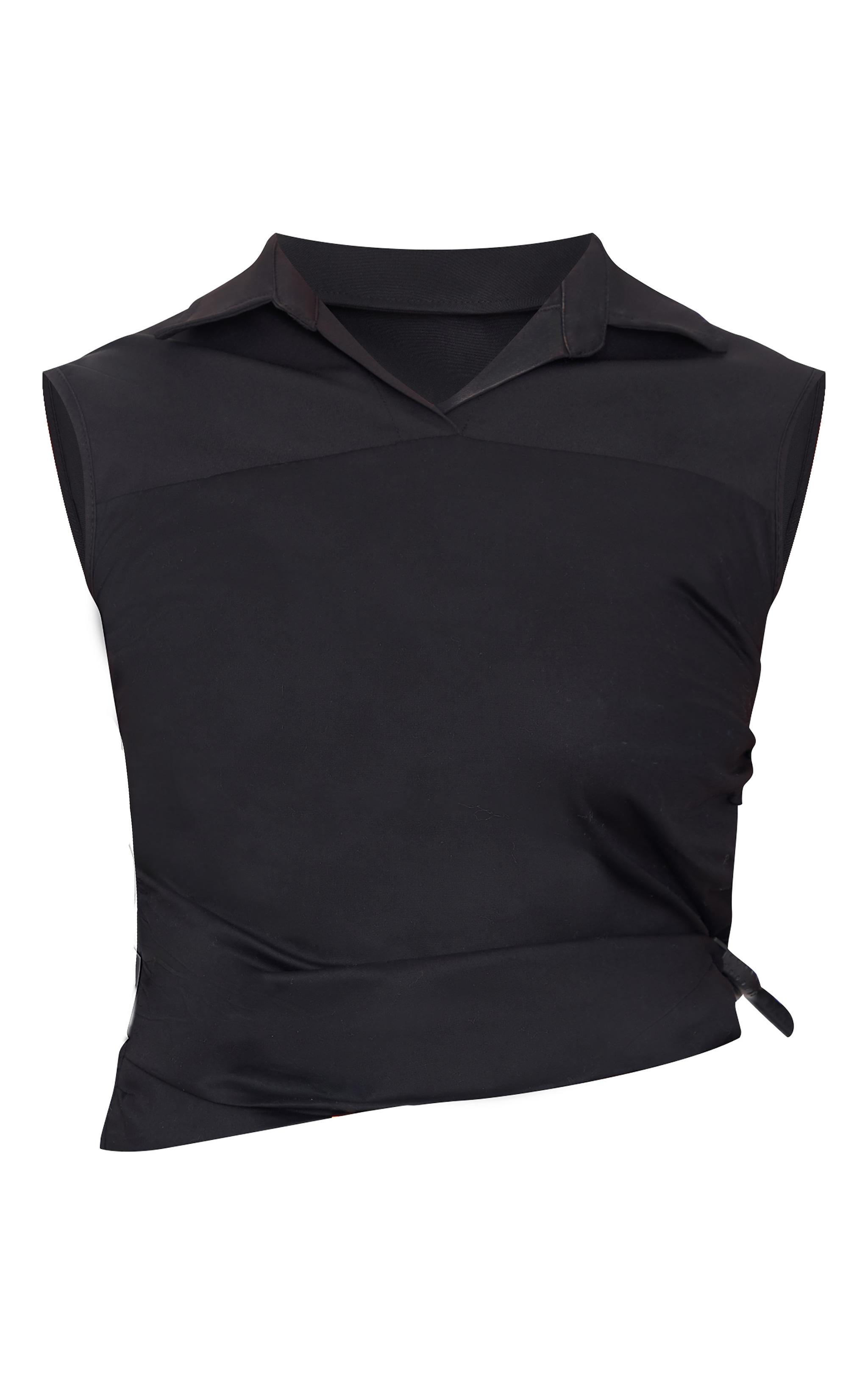 Black Ruched Sleeveless Long Top Product Image