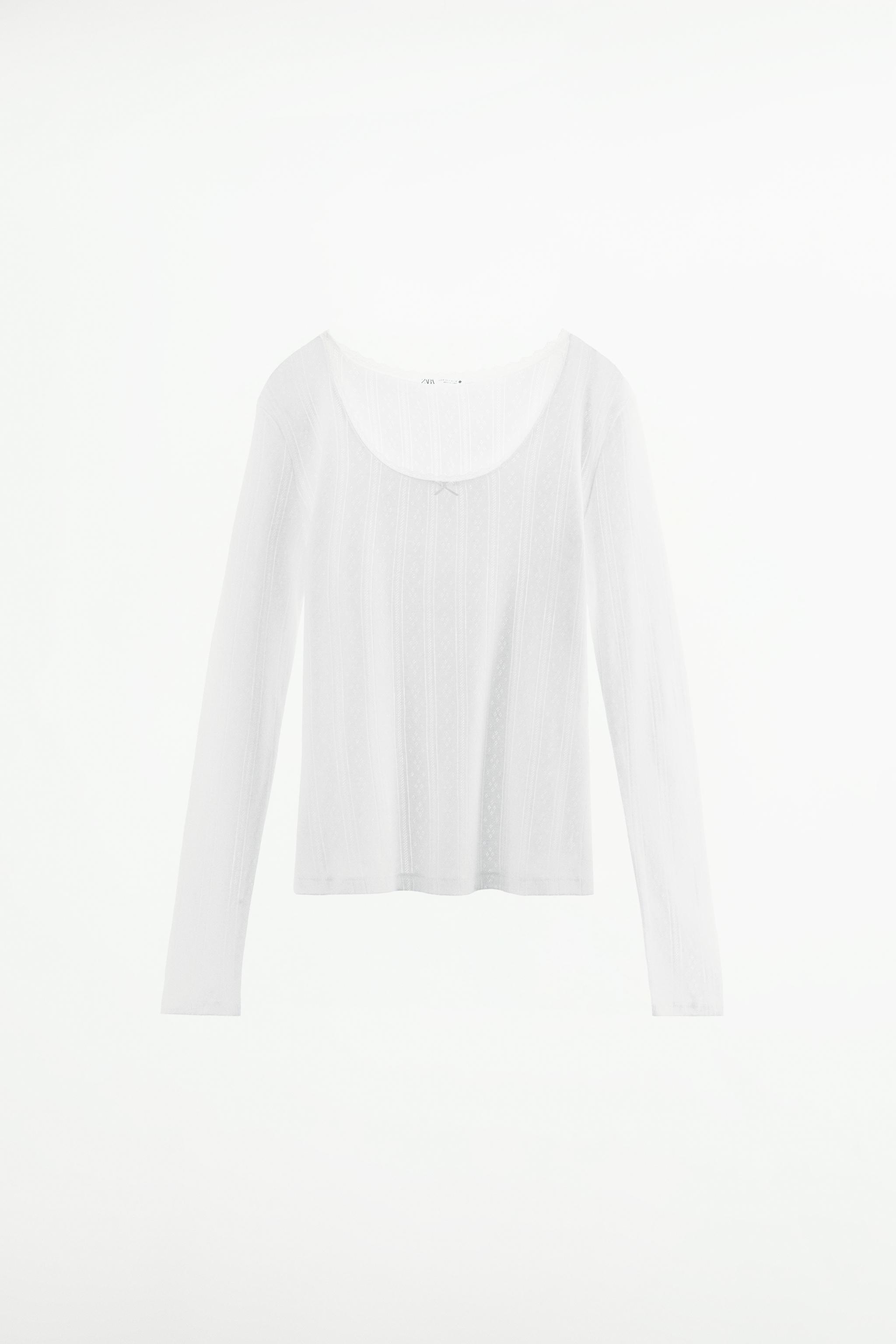 LACE TRIM POINTELLE T-SHIRT Product Image