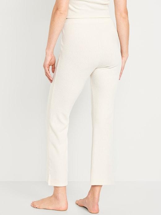 High-Waisted Ribbed Crop Flare Lounge Pants Product Image