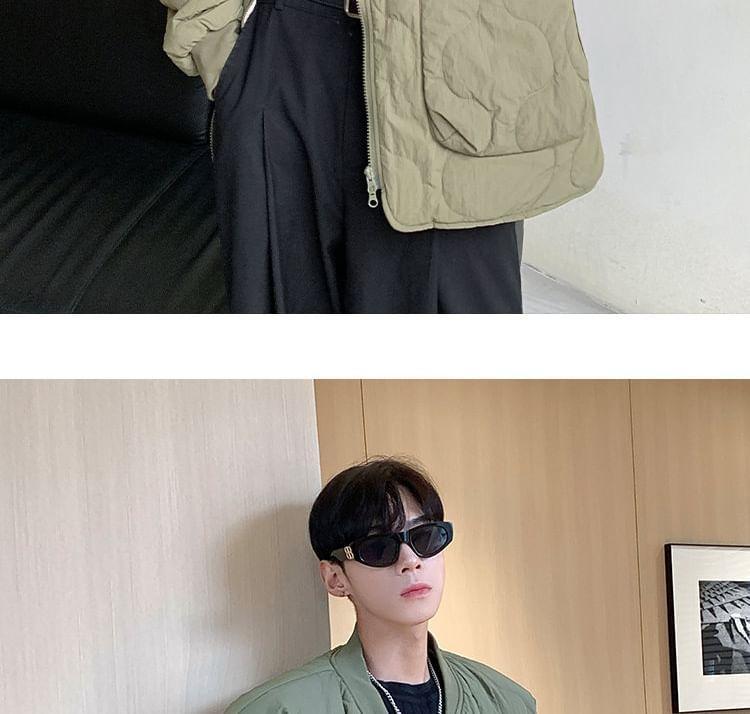 Zip-Up Plain Bomber Jacket Product Image