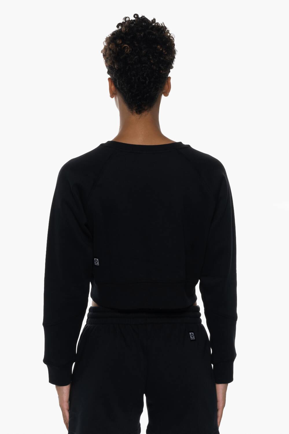 Brynn Cropped Fleece Crewneck - Black Female Product Image