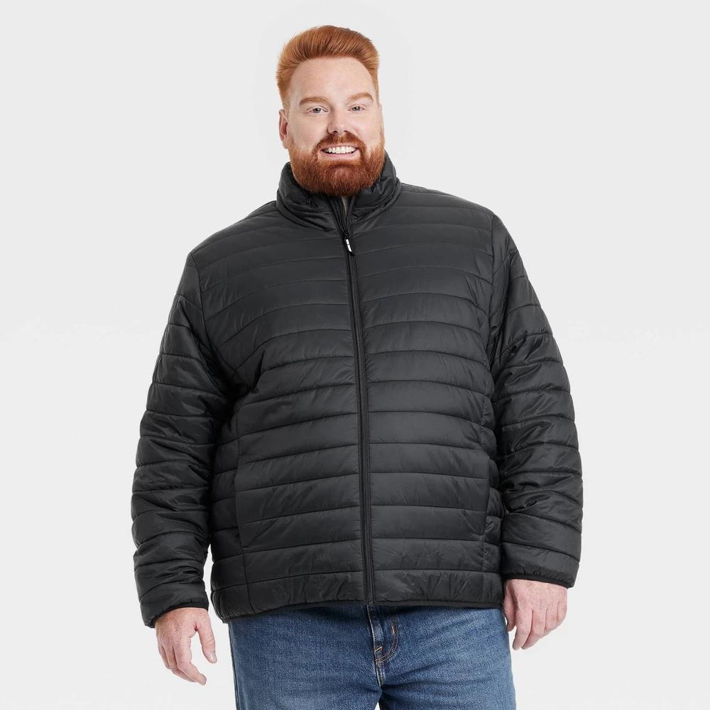 Mens Big & Tall Lightweight Puffer Jacket - Goodfellow & Co Black 4XLT Product Image