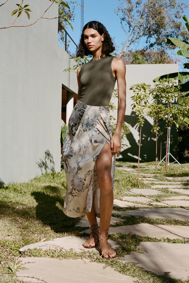 PRINTED PLEAT MIDI SKIRT Product Image