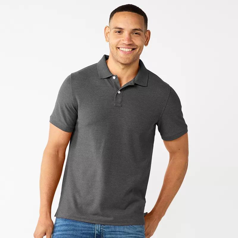 Mens Sonoma Goods For Life Short Sleeve Pique Polo Black Copy Product Image