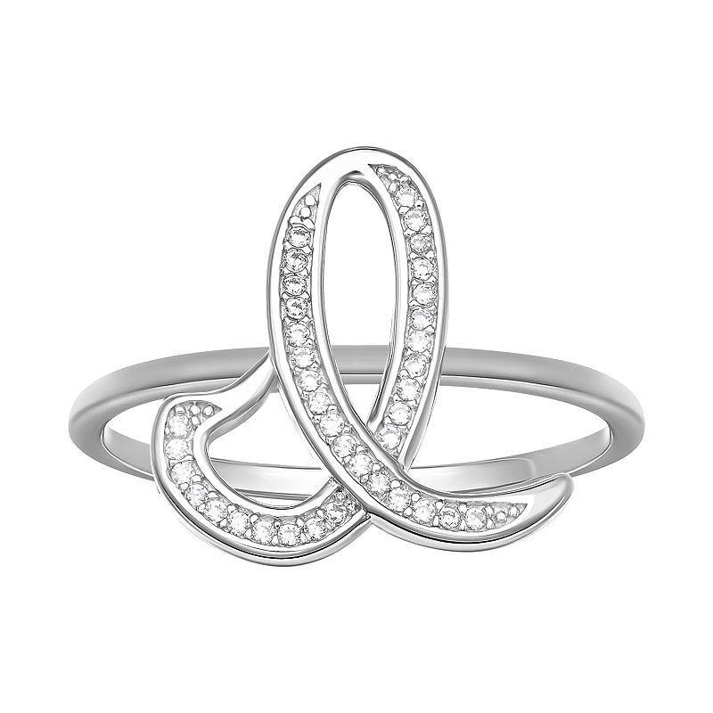 PRIMROSE Sterling Silver Cubic Zirconia Initial Ring, Womens Sterling Silver U Product Image