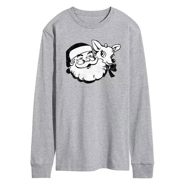 Mens Santa and Reindeer Long Sleeve Graphic Tee Product Image