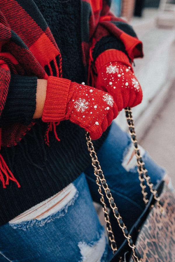 Christmas Cocoa Gloves In Red Product Image