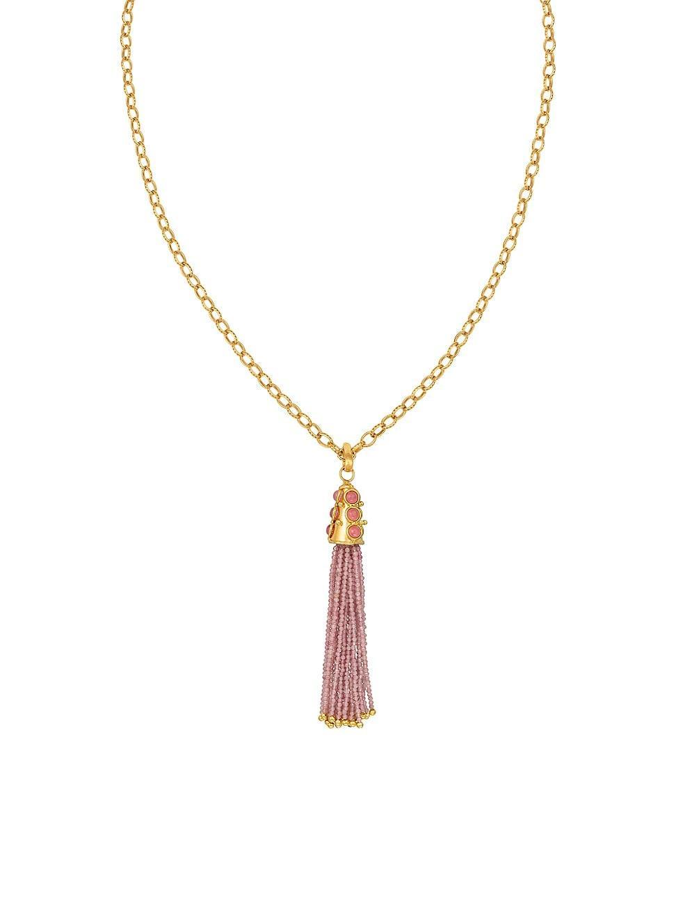 Womens Gio 22K-Gold-Plated & Pink Jade Tassel Pendant Necklace Product Image