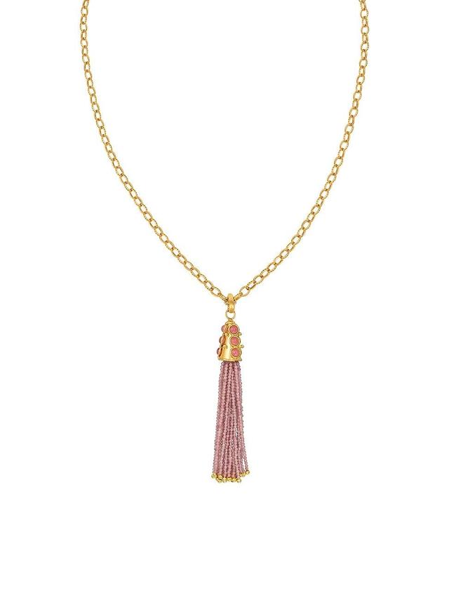 Womens Gio 22K-Gold-Plated & Pink Jade Tassel Pendant Necklace Product Image