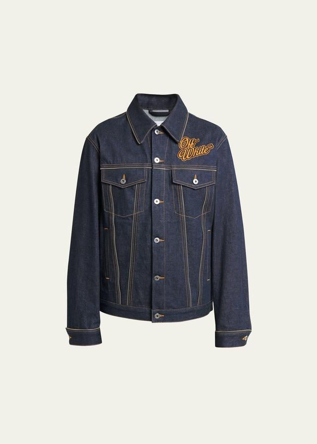 Mens Raw Denim 90s Logo Trucker Jacket Product Image