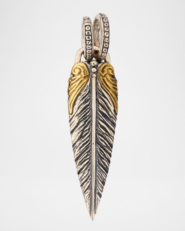 Men's Sterling Silver and Bronze Feather Pendant Product Image