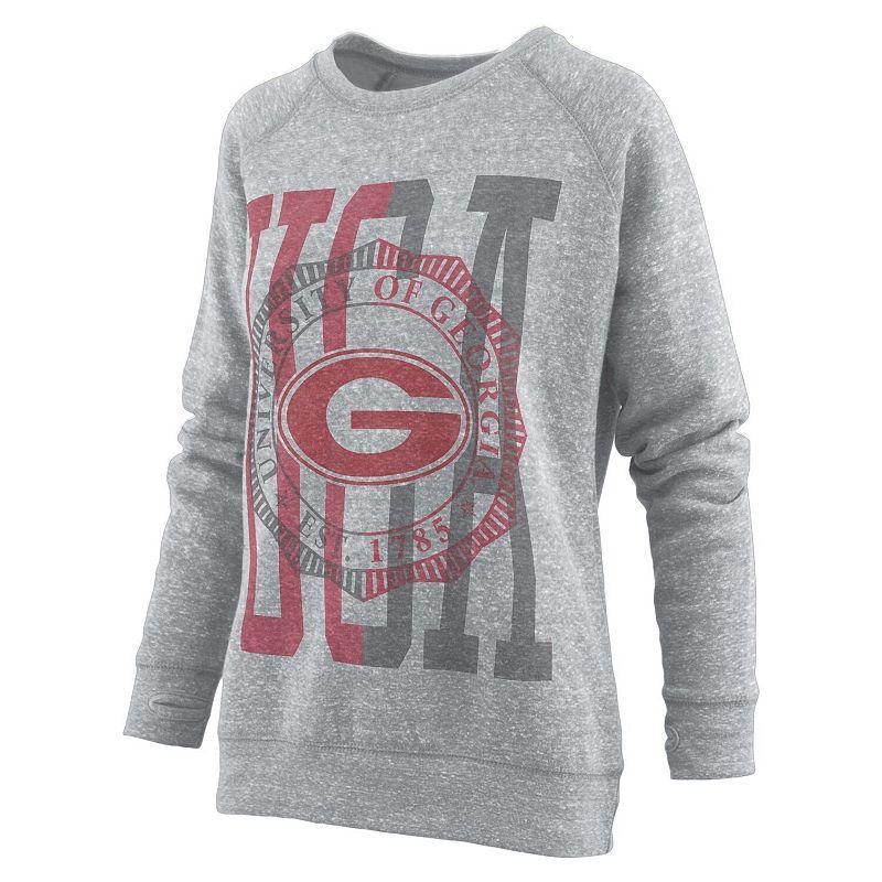 Womens Pressbox Heather Gray Georgia Bulldogs Knobi Raglan Pullover Sweatshirt Product Image