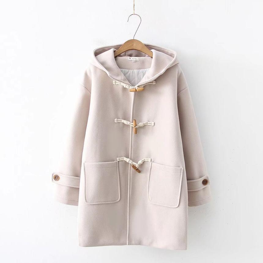 Hooded Plain Toggle Long Coat product image