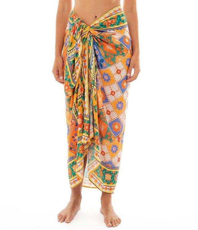 Agua Bendita Marine Tile Placement Print Sarong Swim Cover-Up Sarong Product Image