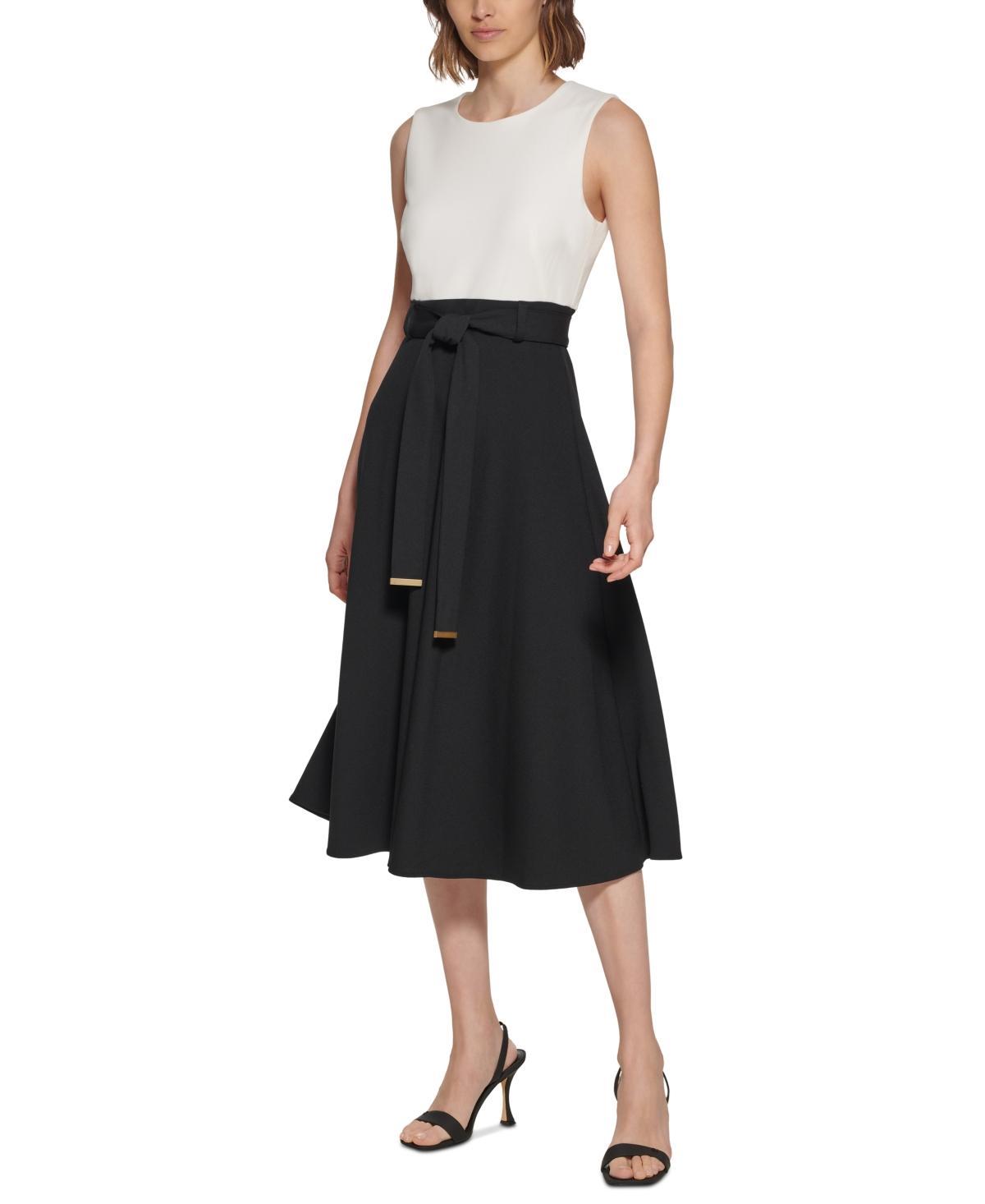 Calvin Klein Womens Sleeveless Color-Blocked Midi Dress Product Image