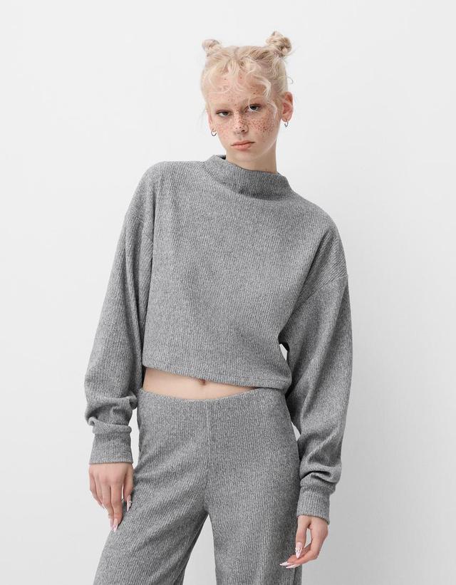 Ribbed soft touch high neck sweater Product Image