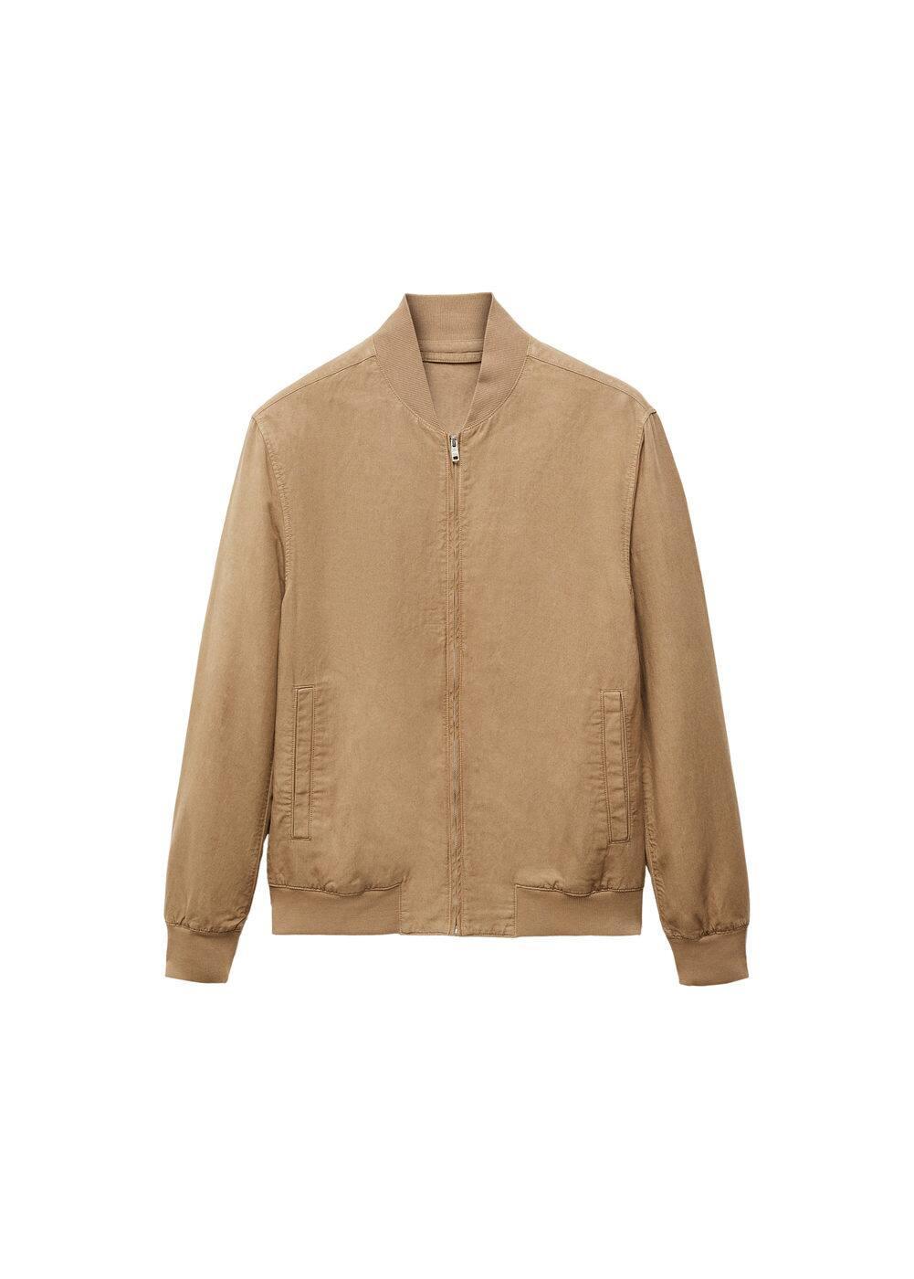 MANGO MAN - Linen lyocell bomber jacket tobacco brownMen Product Image