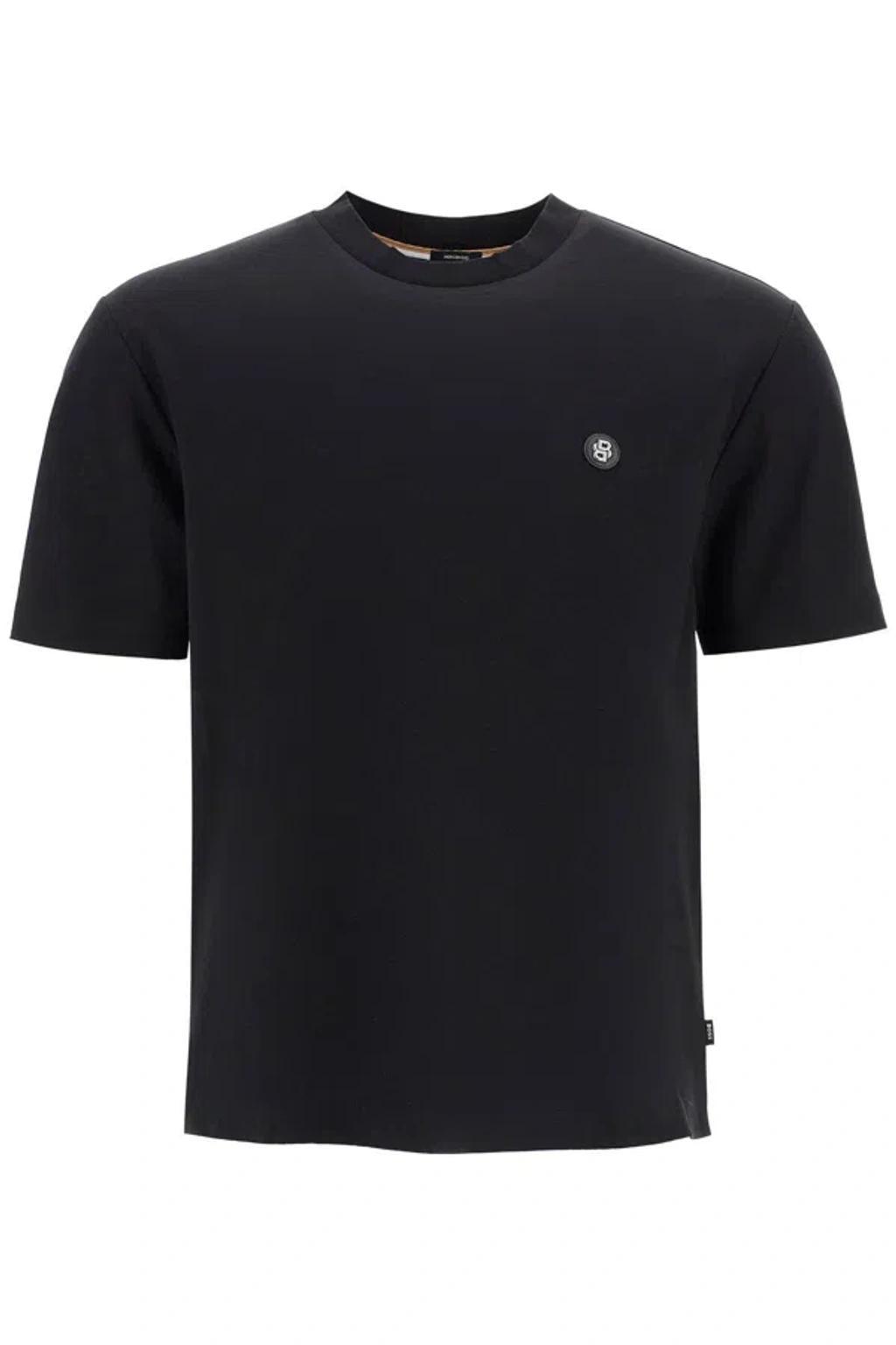 HUGO BOSS T Shirt With Double Monogram Patch In Black Product Image