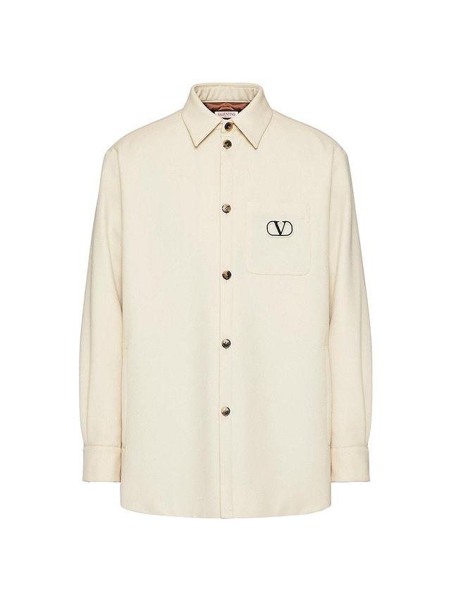 Mens Wool Gabardine Shirt Jacket With Vlogo Signature Patch Product Image