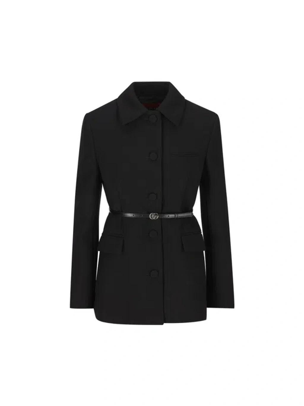 Wool Crepe Jacket In Black Product Image