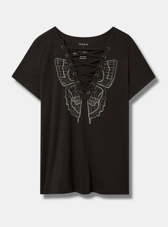 Butterfly Fit Cotton Jersey Lace Up Tee Product Image