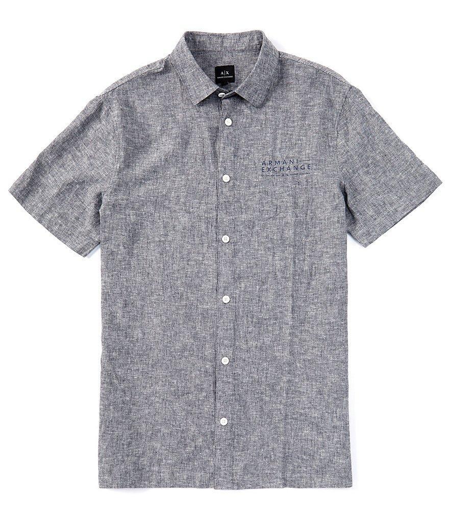 Armani Exchange Linen Short Sleeve Woven Shirt Product Image