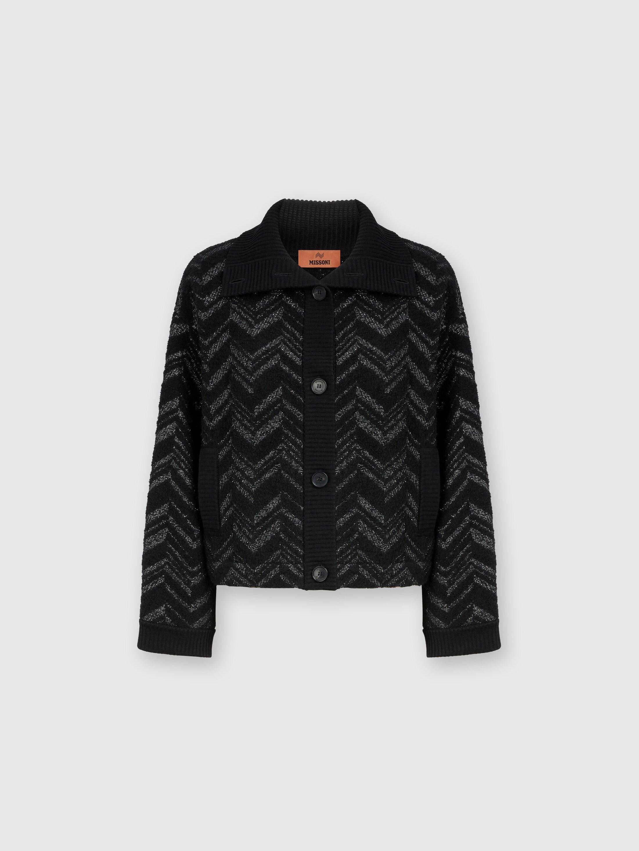 Bouclé knit jacket with lamé chevron Product Image