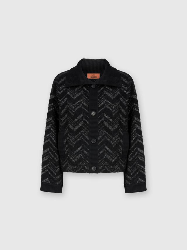 Bouclé knit jacket with lamé chevron Product Image