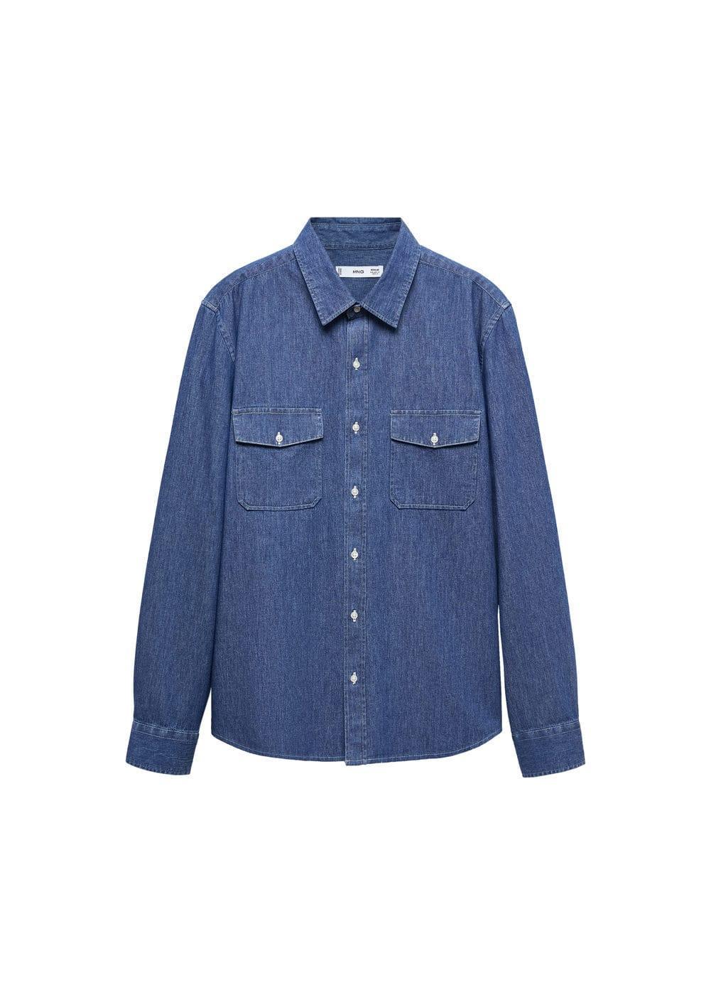 MANGO MAN - Denim overshirt with pockets medium blueMen Product Image