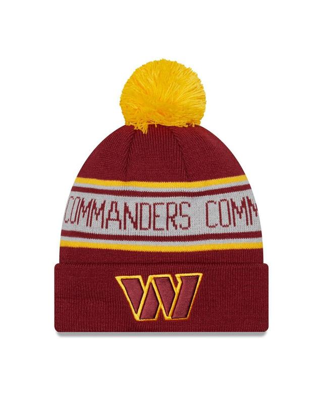 Men's New Era Burgundy Washington Commanders  Repeat Cuffed Knit Hat with Pom Product Image