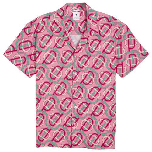 PUMA Mens PUMA Palm Tree Club AOP Short Sleeve Shirt - Mens Strawberry Burst/Green/White Product Image