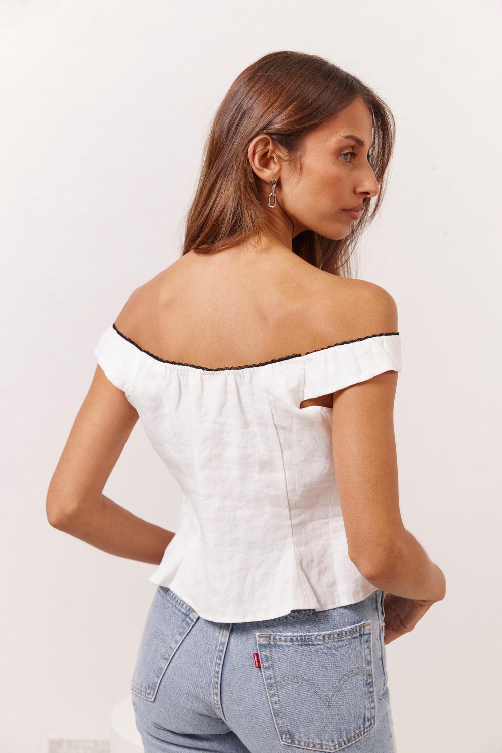 Fia Linen Top White Product Image