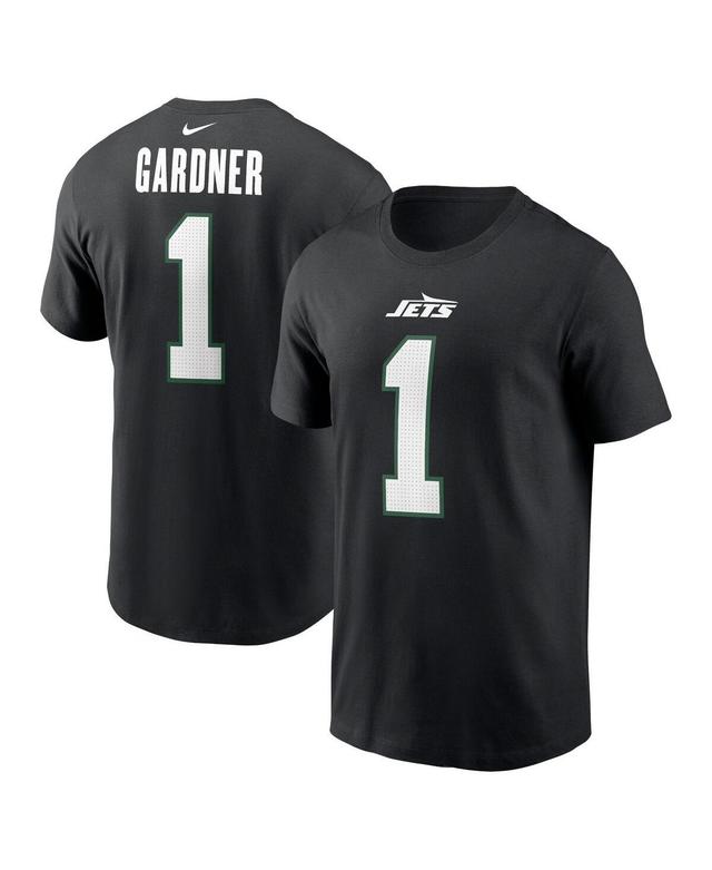 Nike Mens Ahmad Sauce Gardner Black New York Jets Name Number T-Shirt Product Image