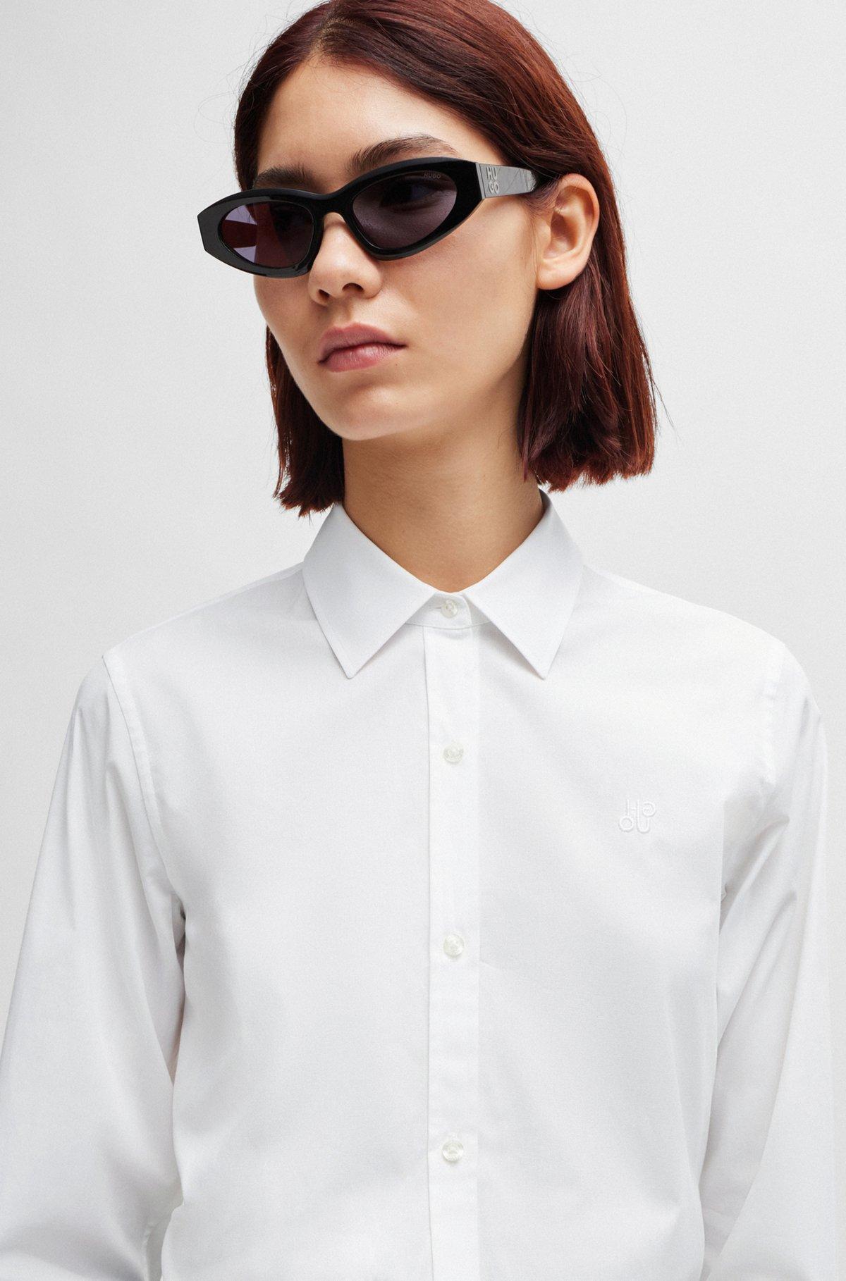 Regular-fit blouse in stretch-cotton canvas Product Image