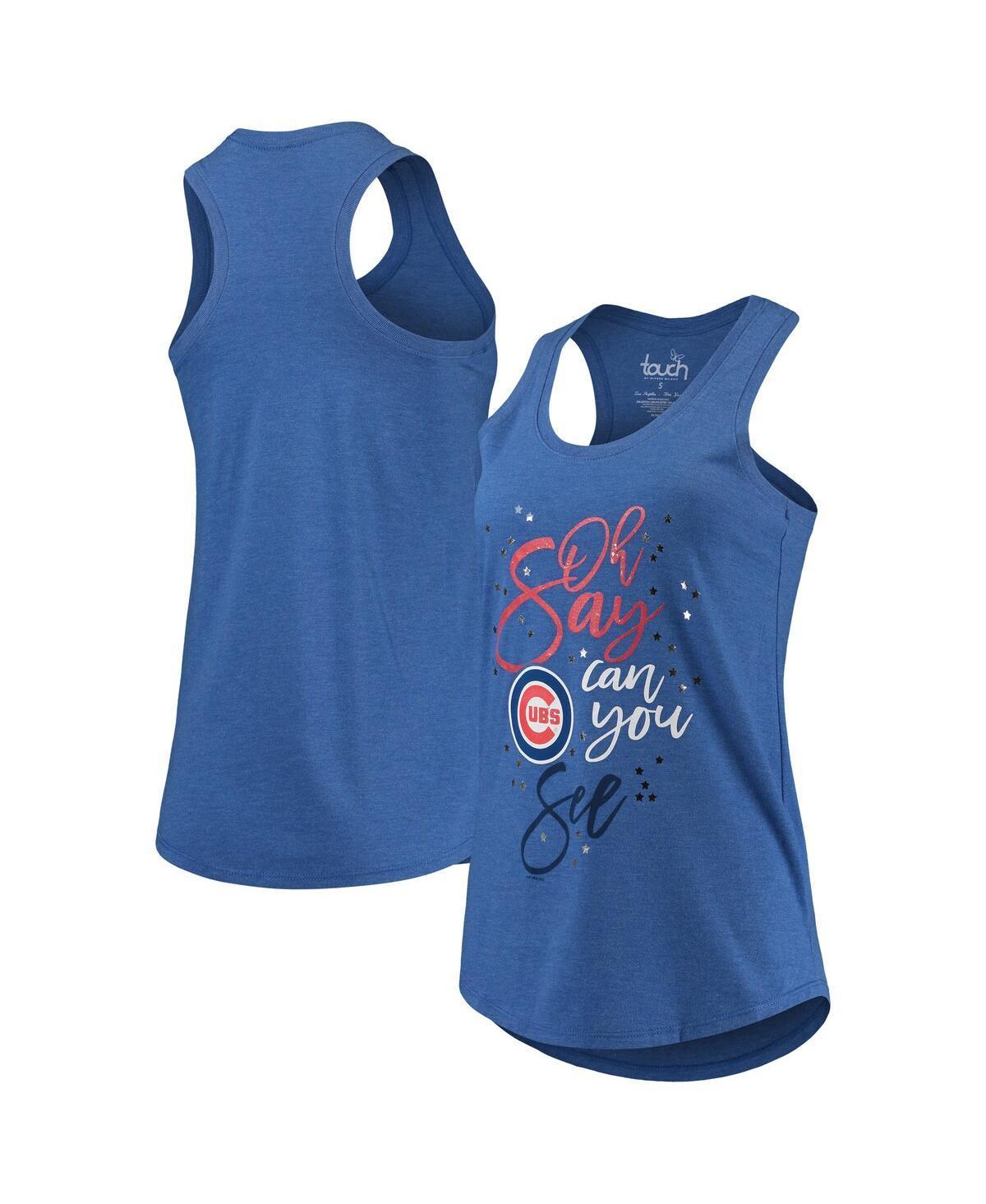 Womens Touch Royal Chicago Cubs Americana Tri-Blend Racerback Tank Top Product Image