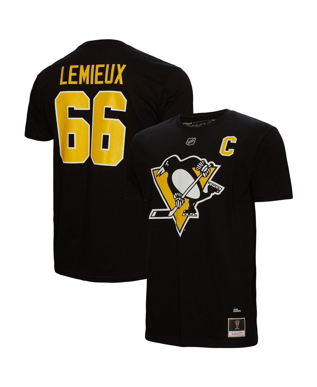 Mens Mitchell & Ness Mario Lemieux Black Pittsburgh Penguins Name and Number T-shirt Product Image