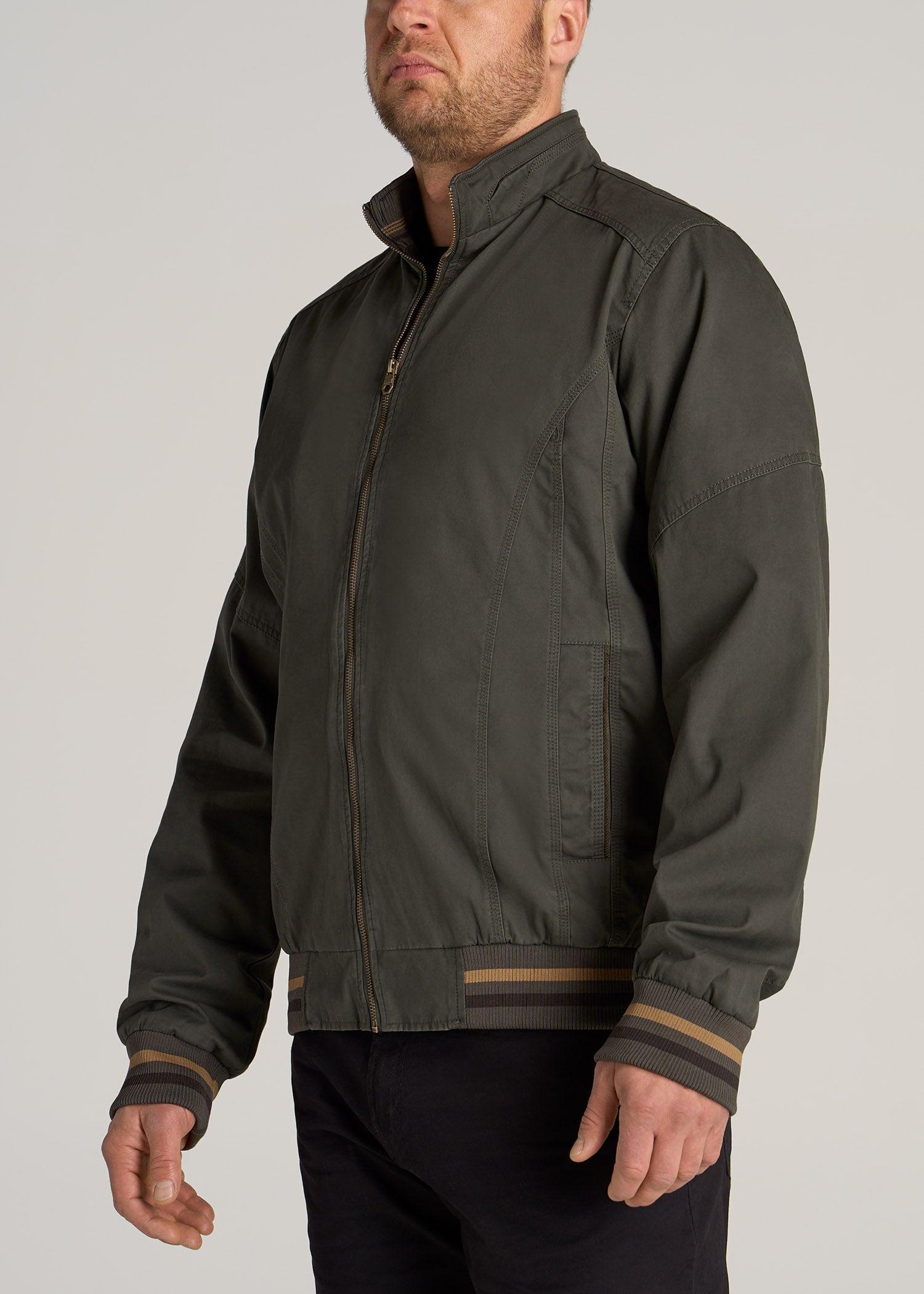 LJ&S Cotton Bomber Jackets for Tall Men in Olive Green Male Product Image