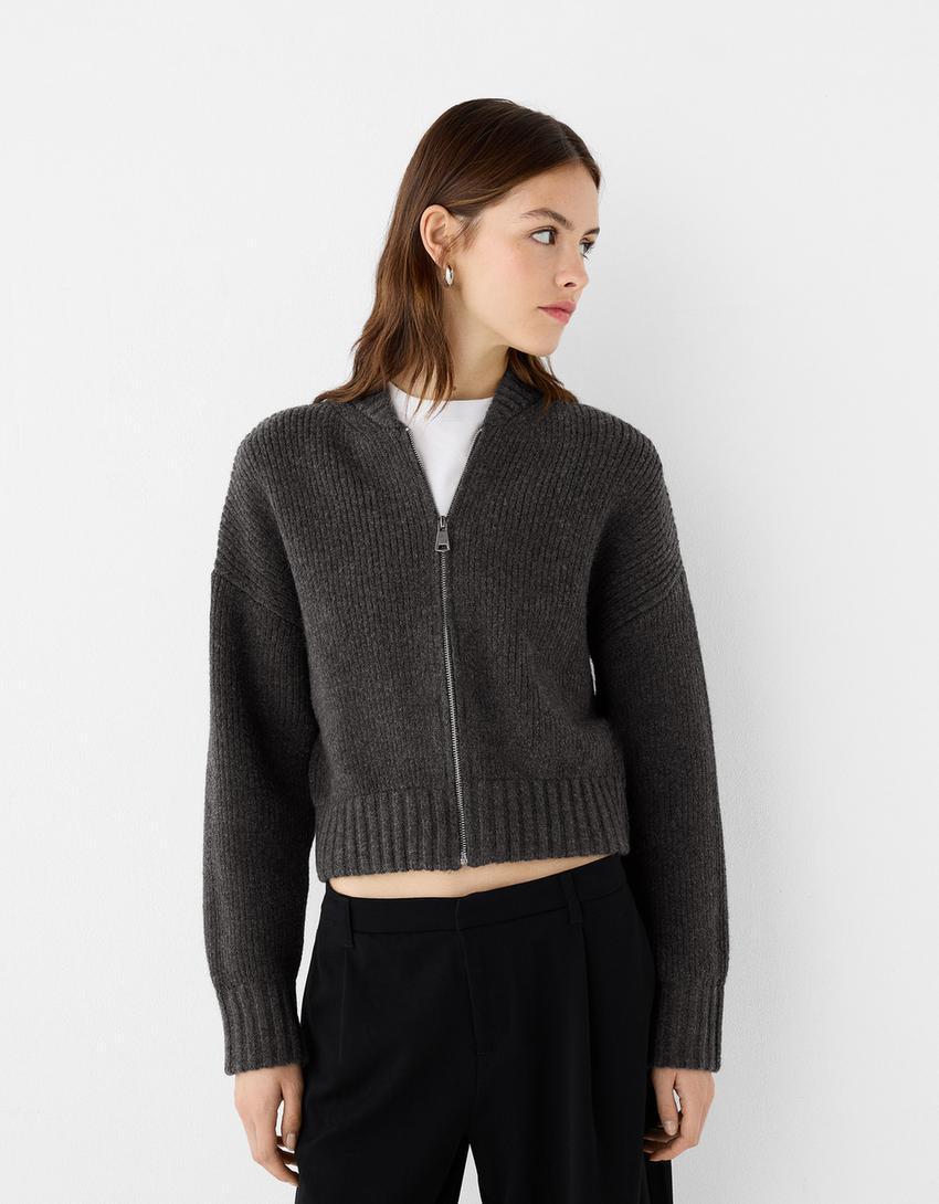 Knit cardigan with zipper product image