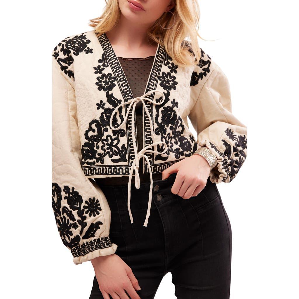 Bali Mabel Embroidered Cotton Jacket In Cream Product Image