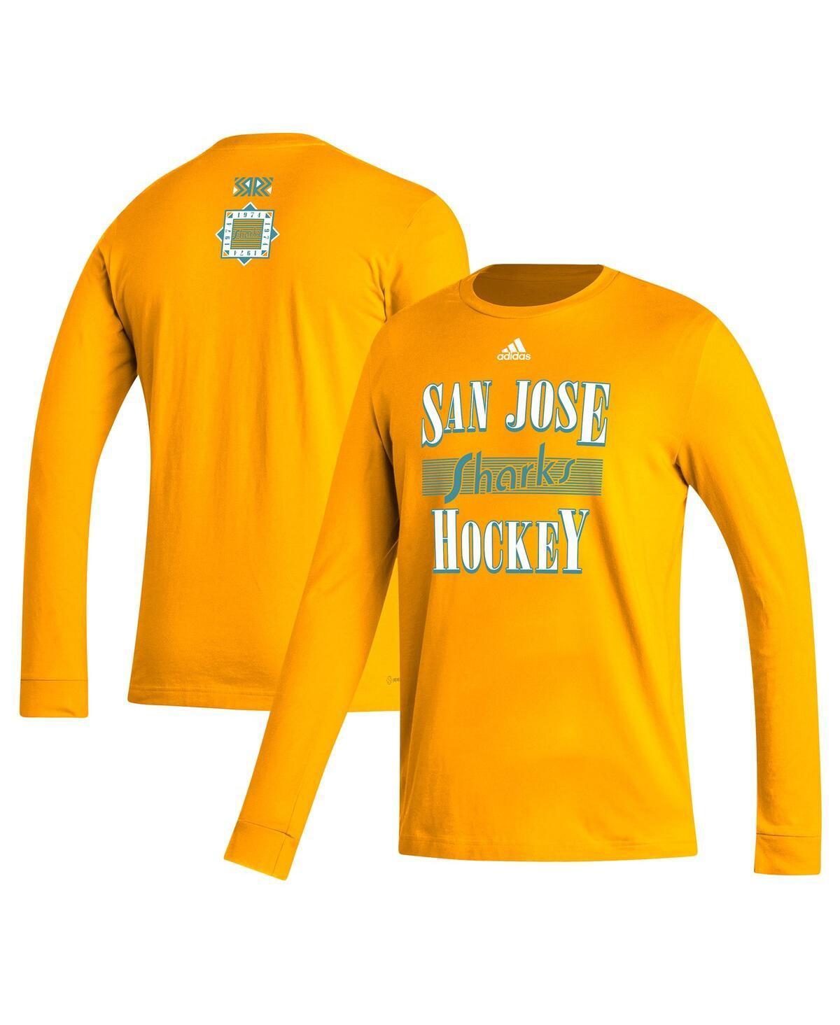 Mens adidas Gold San Jose Sharks Reverse Retro 2.0 Fresh Playmaker Long Sleeve T-Shirt Product Image