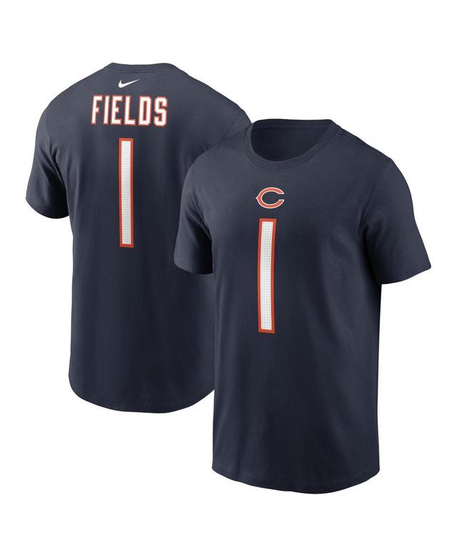 Mens Nike Justin Fields Navy Chicago Bears Player Name and Number T-shirt Product Image